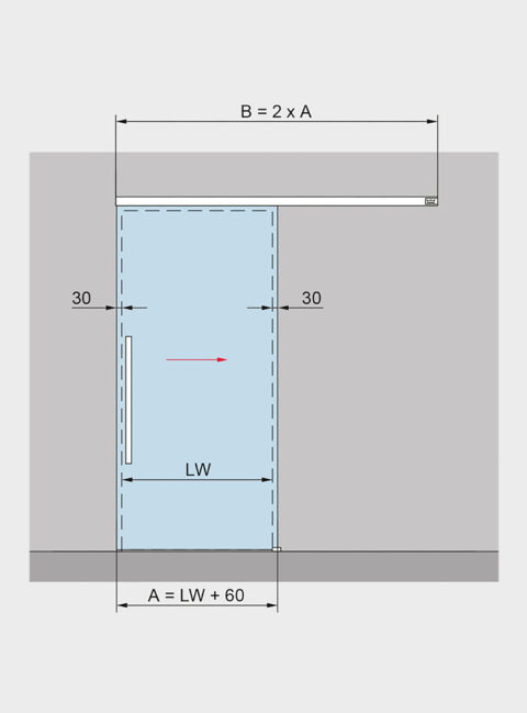Dorma Glasschiebetürsystem MUTO M 60 2.0 240 cm Weiß – Ansicht 2
