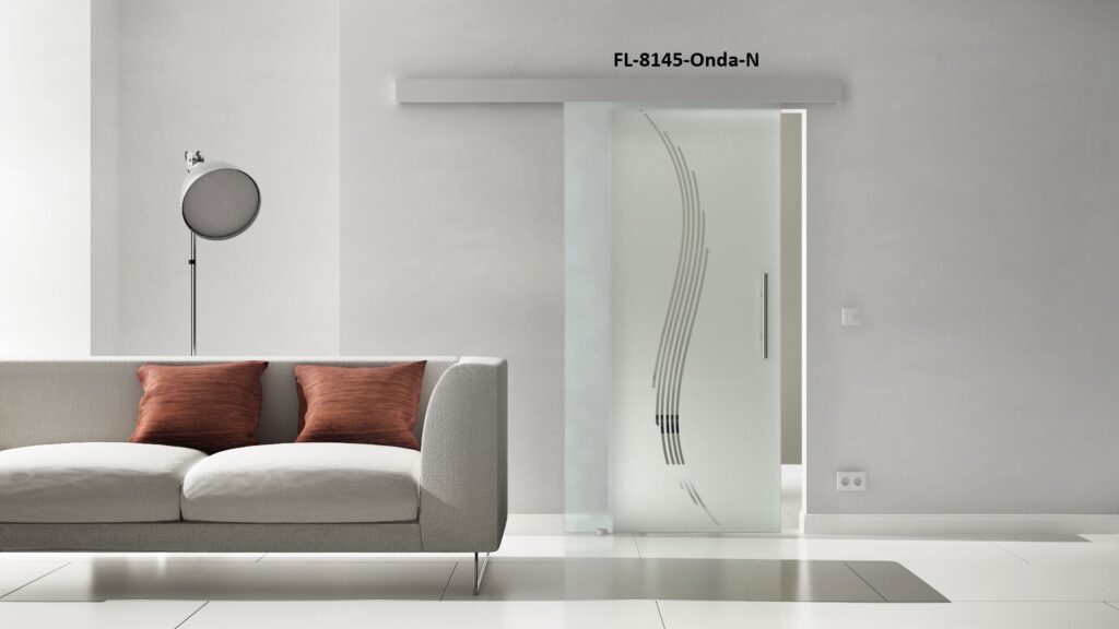 Glasschiebetür Sonderdekor Komplettset – FL-8145-Onda-Neg