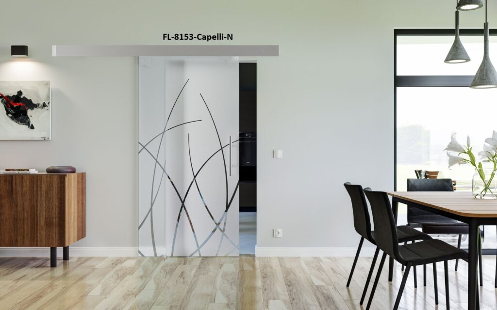 Glasschiebetür Sonderdekor Komplettset – FL-8153-Capelli-Neg