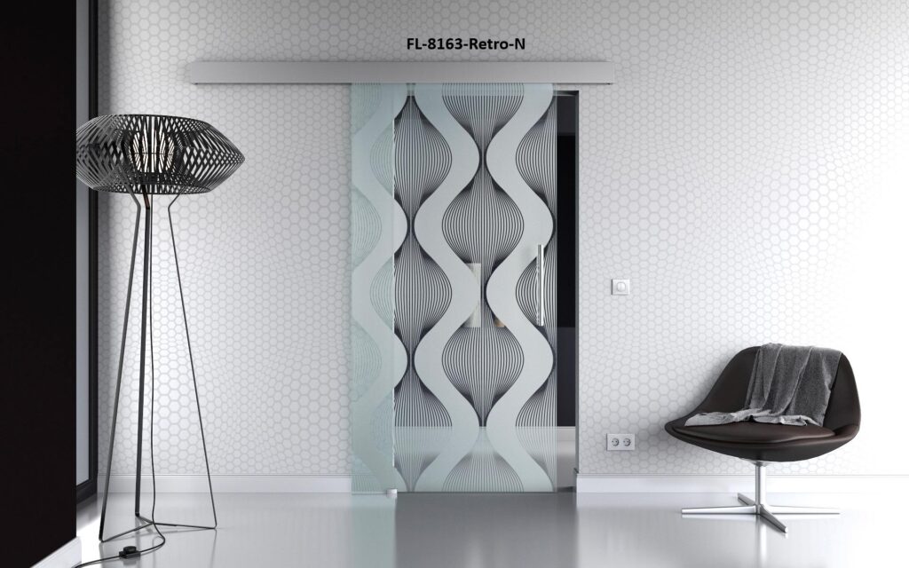 Glasschiebetür Sonderdekor Komplettset – FL_8163_Retro_neg