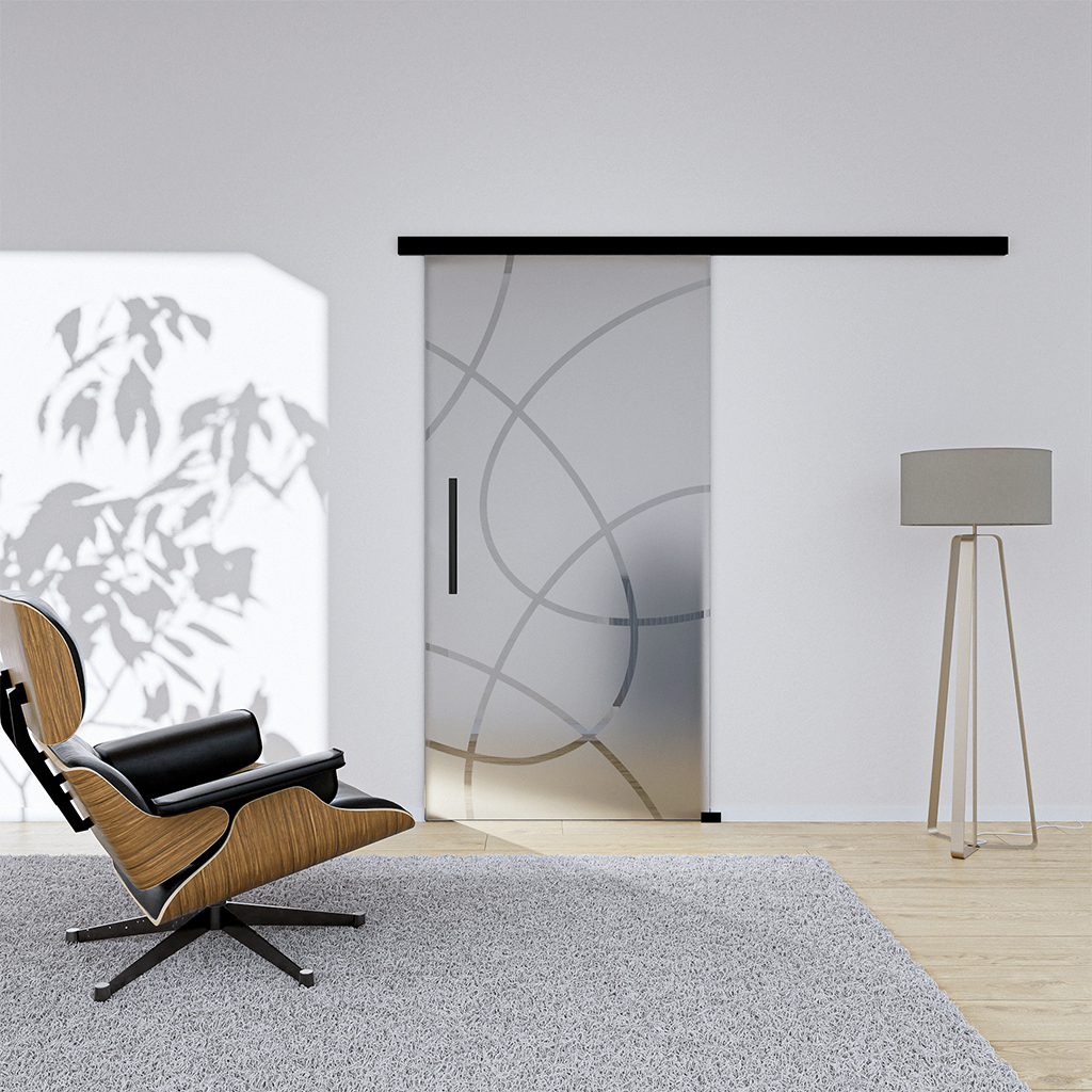 Glasschiebetür Orbit1 Komplettset 90 x 217,5 cm – GX1EXG-BL