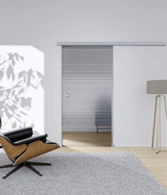 Glasschiebetür Helio Aluminium mit Griffmuschel