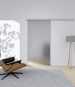 Glasschiebetür Satiniert Komplettset Silber Stangengriff
