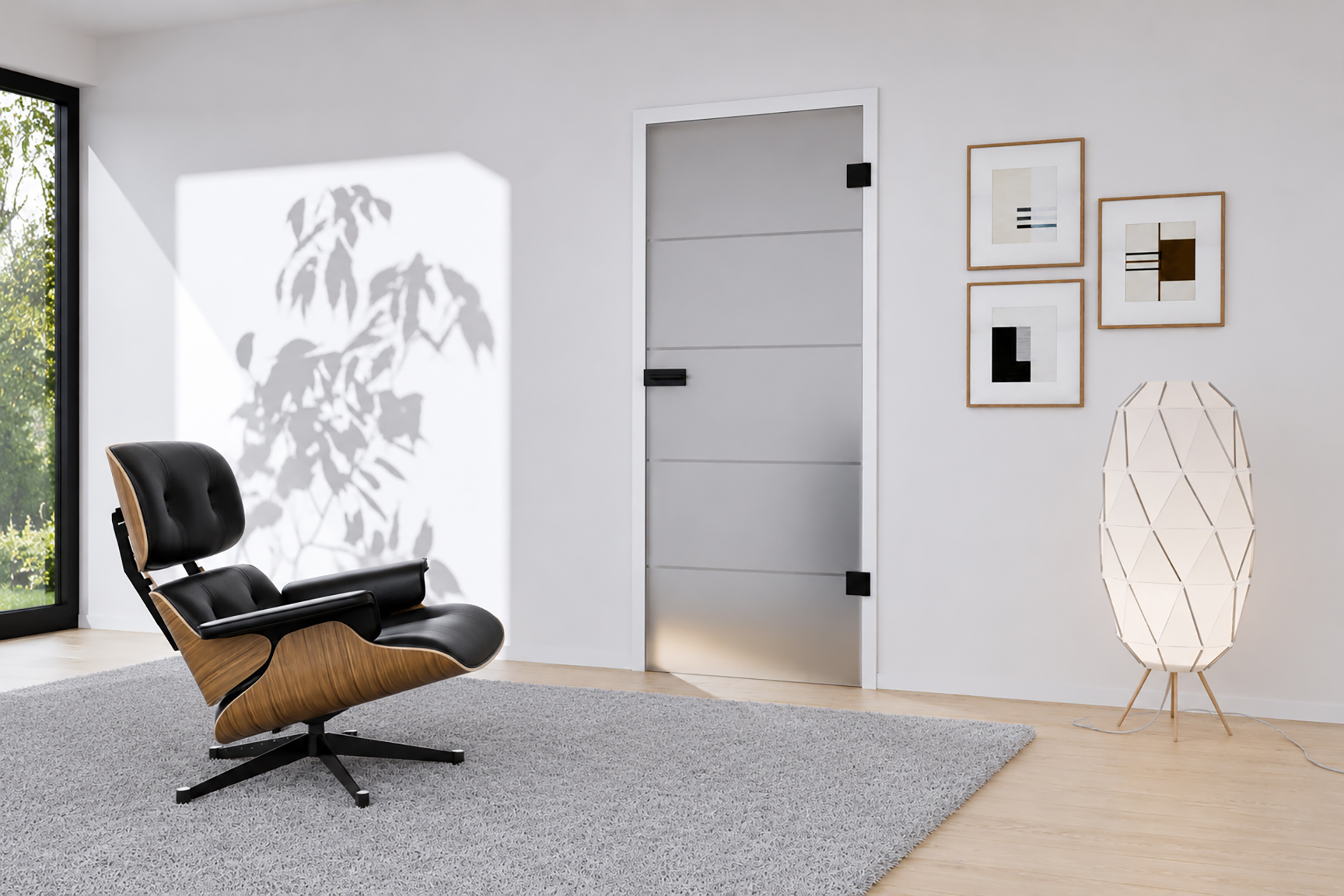 Glastür Slim4 Streifen mit schwarzem Studio Office UV Cubus Beschlag