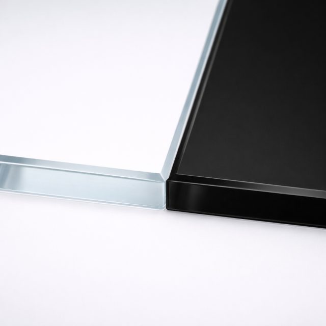 Unterschied - links Weißglas - rechts Schwarzglas